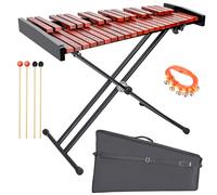 37 Note Xylophone Professional Wooden Glockenspiel Xylophone With Height Adjustable Stand,4 Mallets,Hand Bell and Carry Bag (40.6 inch)