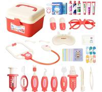 37 Pcs Doctors Set for Kids, Kids Dentist Play Set for Educational Role Play Toys Includes Doctor Playsets Dentist Toys Veterinarian Set for Creative Imagination and Learning Through Play