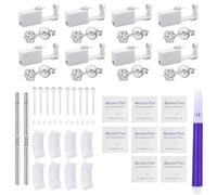 37 Pcs Ear Piercing Gun Kit, Disposable Ear Piercings Flat Back with 8 Ear Studs & Alcohol Pad, 2 S925 Silver Stick, Crown Zircon Silver Ear Sticks, Pain-Free Allergy Safe Home Piercing Experience