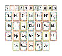 37 PCS Educational Cards, Laminated Water/Tear Proof Preschool Learning Posters include Alphabet Numbers Colors & 2D/3D Shapes, Kindergarten Preschool Early Education Cards Home Classroom Decorations