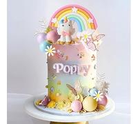 37 PCS Unicorn Cake Topper, Rainbow Cake Decorations With Stars and Balls, Happy Birthday Decorations for Boys Girls Kids (Style 4)