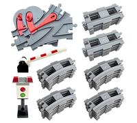 37 Pieces Train Tracks Set - Compatible with All Major Brands, Classic Railway Track with 20 Curved Tracks, 10 Straight Tracks and 2 Switches Tracks, Light Grey Toy Track Accessory for Kids