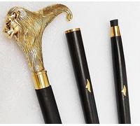 37" Solid Brass Lion Head Style Vintage Looking Wooden Walking Canes for Men Women Seniors