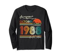 37 Years Old Vintage October 1988 Retro 37th Birthday Men Long Sleeve T-Shirt