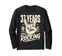 37 Years Still Rocking 37th Birthday Funny 37 Rocker Biker Long Sleeve T-Shirt