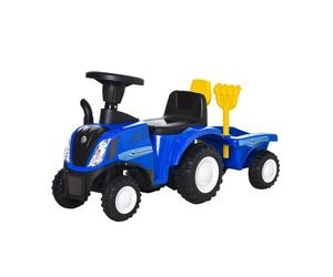 370-173BU HOMCOM Ride On Tractor Toddler Walker Foot To Floor Slider w/ Horn Storage Steering Wheel for 1-3 Years Old Blue