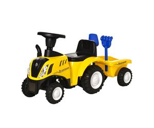 370-173YL HOMCOM Ride On Tractor Toddler Walker Foot To Floor Slider w/ Horn Storage Steering Wheel for 1-3 Years Old Yellow