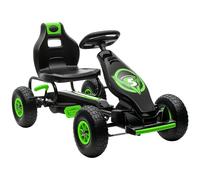 370-256V00GN HOMCOM Pedal Go Kart, Children Ride on Racer with Adjustable Seat, Inflatable Tyres, Shock Absorb, Handbrake, for Ages 5-12 Years - Green