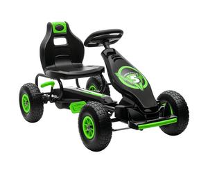 370-256V00GN HOMCOM Pedal Go Kart, Children Ride on Racer with Adjustable Seat, Inflatable Tyres, Shock Absorb, Handbrake, for Ages 5-12 Years - Green