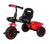 AIYAPLAY Trike for Kids, Toddler Tricycle for 2 to 5 Years, with Adjustable Seat, Pedal, Front Rear Baskets, 3 Wheels Kids Bike Gift for Boys and Girls, Red