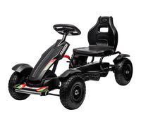 370-276V00BK HOMCOM Pedal Go Kart, Kids Ride On Racer with Adjustable Seat, Inflatable Rubber Tyres, Handbrake for Ages 5-12 Years - Black