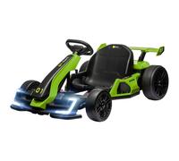 370-287V70GN HOMCOM 24V Electric Go Kart for Kids, Ride On Racing Kart with Adjustable Seat, Battery Powered Drifting Ride On Car with Music, Light, Slow Start, Button Start, Horn, for 6-12 Years, Gre