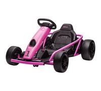 HOMCOM 24V Electric Go Kart for Kids, Ride-On Racing Go Kart with Drift Mode, Slow Start, Music, Horn Honking and Seat Belt, Max Speed 16km/h, for 8-12 Years Old, Pink