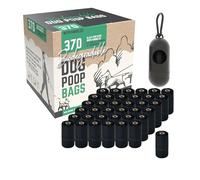 370 Biodegradable Dog Poop Bags with Dispenser, Strong Cornstarch Bags, Tie Handles, 37 Rolls (10 Bags Each), Eco-Friendly & Leakproof for Easy Waste Disposal