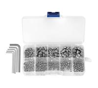 370 Pcs Cone Point Grub Screws Mixed, Assorted Stainless Steel Metric Threads Socket Screws, M3 M4 M5 M6 M8 Screws Assortment with 5 Pcs Socket Allen Key