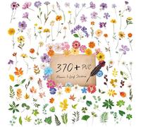 370+ PCS PVC Flower Stickers, Self-Adhesive PVC Greenery Stickers Nature Plant Decals for Scrapbook, Laptop, Journal, DIY Project, Spring Themed Party Decors