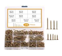 370 Pcs self tapping screws set, zinc-plated cross recess countersunk pan head, M3 M3.5 M4 assortment for wood drywall sheet metal, door hinges repairs DIY projects