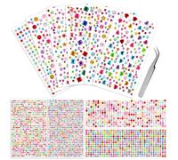 3700pcs Self Adhesive Gem Stickers, Multicoloured Gems for Crafting, Acrylic Glitter Stickers, Sticky Gems for Kids DIY Face Hair Deco