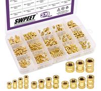 370Pcs 4 Values M2 M3 M4 M5 Female Thread Knurled Nuts Brass Threaded Insert Embedment Nuts Hydraulic Welded Joint Injection Molding Assortment Kit Perfect for 3D Printing Injection Molding