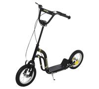 371-017BK HOMCOM Kids Scooter, Teen Push Scooter with Big Wheels, 85-95cm Adjustable Handlebar Height, Dual Brakes, for Ages 5+ Years, Black