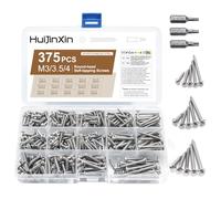 375 Pcs Button Round Head Torx Screws Set, Stainless Steel Sheet Metal Screws, Tamper Proof Self Tapping ScrewsSecurity Screw Set for Wood Mechanical Industry (Silver) (Round head screw)