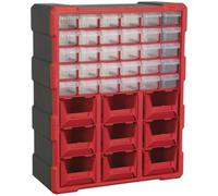 375 x 165 x 470mm 39 Drawer Parts Cabinet - RED - Wall Mounted / Standing Box Loops Multi One Size