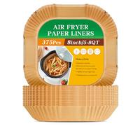 375Pcs Air Fryer Paper Liners, 8" Square Air Fryer Liners Disposable, Heavy-Duty Parchment Paper for 5-8 qt Airfryer, Non-Stick & Non-Leak Paper Liners for Oven Pan, Deep Fryer Parts & Accessories