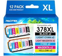 378XL Ink Cartridges 12-Pack, High Yield Replacement for Epson 378 XL Ink Cartridges Multipack, Compatible with Epson Expression Photo XP-8700 XP-8500 XP-8505 XP-8600 XP-8605 XP-8000 XP-8005
