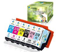 378XL Ink Cartridges for Epson 378 378XL Ink Cartridges Multipack Work on Epson Expression Photo XP-8500 XP-8505 XP-8600 XP-8605 XP-8700 XP-8000 XP-8005(B/C/M/Y/LC/LM,6 Pack)