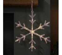 37cm Battery Powered Light up Ice Christmas Snowflake Hanging Decoration with Warm White LEDs Samuel Alexander Clear One Size