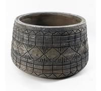 37cm Large Grey Embossed Planter Decorative Indoor Outdoor Flower Pot Container