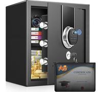 37L Biometric Safe Box with Fireproof Waterproof box, Fingerprint Home safe with Digital Keypad & Spare Keys and Smart Alarm, Money Safes for Home Office Hotel Business, 32 × 32 × 36 cm