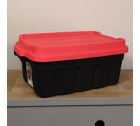37L Black and Red Keter Tuff Stackable Storage Box with Lid and Carry Handles