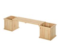 37L Wooden Garden Planter & Bench Combination Garden Raised Bed Patio Park Natural 176 x 38 x 40 cm