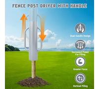 37LB/17kg Heavy Duty Steel Fence Post Rammer - T Post Driver with Ergonomic Handles for U Channel, Soil Compaction, Landscaping, Sign Pole & Wooden Post