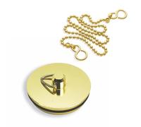 37mm Brass Basin Plug with 12in Ball Chain & S Hook | 1½ Inch Sink Stopper | 37mm polished brass basin plug with 12in ball chain and S-hook for compatible 1½in sink and basin waste outlets.