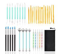 37PCS Air Dry Clay Tool, Polymer Clay Tools Sculpting Pottery Kit Set Reusable Ball Stylus Dotting Tools with Storage Bag for Pottery Craft, Nail Art DIY