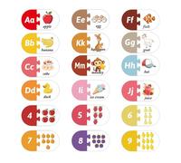 37pcs Alphabet Number Matching Game Set Fruit & Animal Theme Learning Sight Words Letter Cards For Preschool Learning、Kindergarten Classroom Educational Toy For Kids