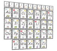 37Pcs Composition Bulletin Board ABC Alphabet 0-10 Numbers Poster Composition Notebook Alphabet Classroom Decor ABC Letters Numbers Preschool Educational Cards Cutouts for School Home Teacher Supplies