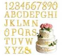 37PCS Gold Letters for Cake, Acrylic Cake Topper Personalized A-Z & 0-9 Number Alphabet for Cakes Decorating Name Cupcake Toppers for Wedding Anniversary Baby Shower Birthday Party