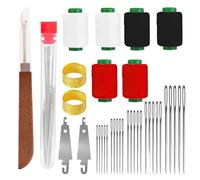 37Pcs Hand Sewing Kit, Sewing Needles Set, Stainless Steel Big Eye Needles Set with Needle Threader, Thimbles and Seam Ripper, Assorted Thread Colours in Portable Pouch, Mini Repair Tool Kit for Home