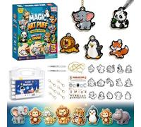 37Pcs Magic Puffy Paint Kit, 3D Magic Foam Texture Painting Art Kit | with 15Pcs Foam Texture Paper, 12 Colour Pens, 2 Water Brushs Pens,DIY Colouring Arts and Crafts for Boys Girls Age 3+