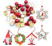 37PCS Party Ornaments Set, Gold and Red Baubles with Hanging Strings, Balls for Home Decor, Wedding & Party - Family-Friendly Decorations