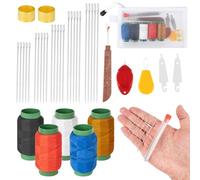 37PCS Sewing Kit with Stainless Steel Sewing Needles,25 x Large Eye Sewing Needles,2 Needle Threaders,2 Thimbles,1 Seam Ripper,5 Thread Spools,2 Wire Organizers,Portable Hand Sewing Set for Beginners