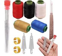 37PCS Sewing Tool Set, Durable Big Eye Needles Set & Sewing Tool Storage Bag, 25 Steel Needles,Thread Ripper,Thimble,Threaders and Color Threads, Portable DIY Crafting Kit (34PCS)