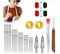 37Pcs Sewing Tool Set, Stainless Steel Needle Kit with Threader - Comprehensive Hand Sewing, Mending & Repair Kit for DIY Crafts, Leather, Canvas, Clothes | Ideal for Beginners & Lovers