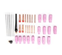 37pcs TIG Welding Torch Parts Kit, Replacement for WP17 WP18 WP26 SR17 SR26, Includes 1.6mm and 2.4mm Tungsten Electrodes Alumina Nozzles Collets Collet Bodies Back Caps