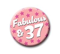 37th Birthday Badge - 76mm Fabulous & 37 Pin Badge Button Birthday Gift for Her