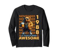 37th Birthday Bear Legends November 1988 37 Years Old Mens Long Sleeve T-Shirt