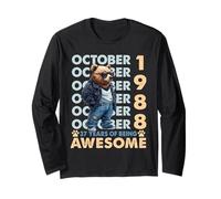 37th Birthday Bear Legends October 1988 37 Years Old Mens Long Sleeve T-Shirt